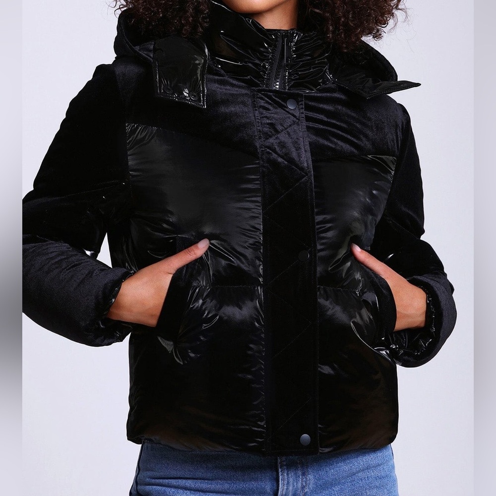 7 FOR‎ ALL MANKIND MIXED MEDIA VELVET PUFFER JACKET